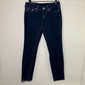 True Religion Jeans Women's Size 27 Blue Relaxed Skinny Denim Dark Wash